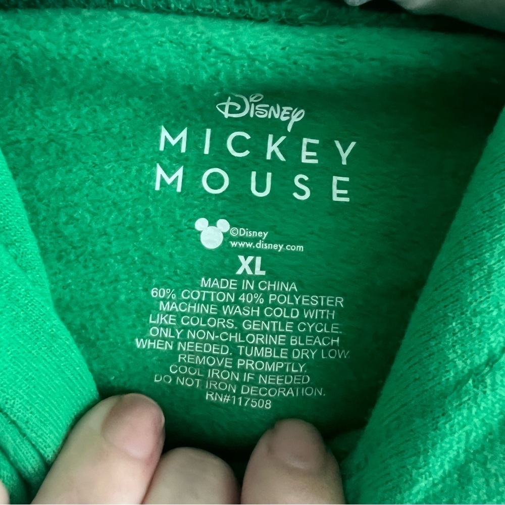 Disney Mickey and Minnie Christmas Hoodie Sweatshirt Green XL - Picture 3 of 4